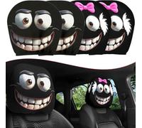 Head Rest Covers Car, Funny Cartoon Car Headrest Covers, 2PCS Funny Headrest Covers for Cars, Double-Sided Print, For Auto Front Seat Rest Decoration, Washable & Elastic