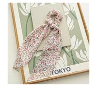 Head Scarf Floral Hair Ribbon Scrunchies For Women Chiffon Grid Streamers Circle Hair Rope Hair Tie Sweet Hairwear(JXH429B)