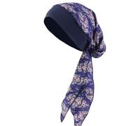 Head Scarf for Women UK Chemo, Silk-Like Pre Tied Turban Headscarf with Pleated Texture & Tie-Dye Paisley Print, Chemo Headwear for Women UK Alopecia Cancer Patients Hair Loss Protection Stretchy