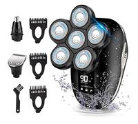 Head Shaver for Men, Upgrade 6-in-1 Mens Electric Shaver Bald Head Shaver Cordless Electric Razor for Men IPX7 Waterproof Rotary Shaver Grooming Kit, Face Head Shaver with Nose Hair Sideburns Trimmer