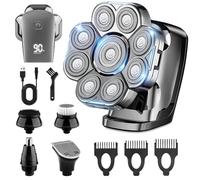 Head Shavers for Bald Men, 9D Detachable, Upgraded 5-in-1 Electric Razor for Men, Waterproof Wet/Dry Grooming Kit, LED Display Wireless Rechargeable Bald Head Shavers