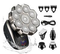 Head Shavers for Men, 9D Head-Shavers for Bald Men, 2025 Upgrade 5-in-1 Electric Shavers with 9 Rotating Shaver, Nose Hair Sideburn Trimmer Waterproof Wet/Dry Grooming Set with USB-C Charge