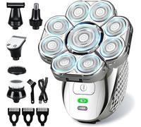 Head Shavers for Men,Upgrade 9D Electric Shavers Men 6-in-1 Bald Head Shaver,IPX6 Waterproof Shavers for Men Cordless Rechargeable Wet&Dry Rotary Razors Grooming Kit with Beard Clippers Nose Trimmer