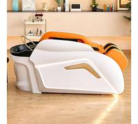 Head Spa Shampoo Massage Bed, Salon Beauty Table in Orange Modern Minimalist Style, Professional Head Spa Equipment with Water Cycle, Back Heating, Fumigation, Smart Massage