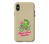 Head Start Teacher Frog Riding Bicycle Back to School Case for iPhone X/XS