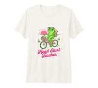 Head Start Teacher Frog Riding Bicycle Back to School Premium T-Shirt