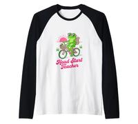 Head Start Teacher Frog Riding Bicycle Back to School Raglan Baseball Tee