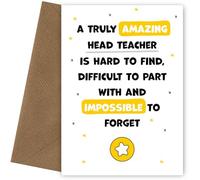 Head Teacher Thank You Card - Impossible to Forget - Appreciation Card for Head Teacher to Express Thanks to Him or Her - Leaving, Retirement