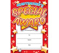 Head teacher's special award, certificate, A6 size, supplied in packs of 16