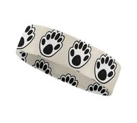 Head Tie Sport Headband for Running Stretchy Headbands Black and White Dog Animal Paw Printed Hair Band Workout Hairbands Accessories for Spa Sports Yoga Etc