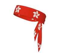 Head Ties Headband Sports Sweatband for Men Women Headband Karate Tie Back Sweat Wicking Workout Head Band Hong Kong Flag