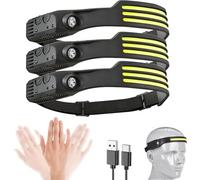 Head Torch, Luxelight LED Headtorch Rechargeable, Lumilight Head Torch 230° Wide Beam Headtorch, Rechargeable Waterproof Lightweight Headlamp for Running, Camping, Hunting (3, 3 Front Led Lichtleiste)