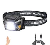 Head Torch Rechargeable,Headlamp with 6 Modes,Red Light & Motion Sensor | Long Runtime,Spotlight Floodlight Combination,Long Battery Life,Waterproof Headtorch for Hiking,Running,Fishing & Camping