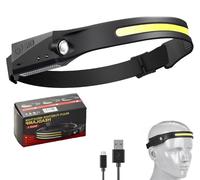 Head Torch Rechargeable, Super Bright 230° Wide Beam Headtorch, 22 Hours Runtime,1500mAh Rechargeable Waterproof Lightweight Headlamp with Motion Sensor, White Single Lichtleiste for Running (1pc)