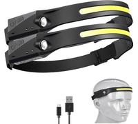 Head Torch Rechargeable, Super Bright 230° Wide Beam Headtorch, 22 Hours Runtime,1500mAh Rechargeable Waterproof Lightweight Headlamp with Motion Sensor, White Single Lichtleiste for Running (2pcs)