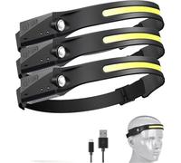 Head Torch Rechargeable, Super Bright 230° Wide Beam Headtorch, 22 Hours Runtime,1500mAh Rechargeable Waterproof Lightweight Headlamp with Motion Sensor, White Single Lichtleiste for Running (3pcs)