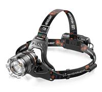 Head Torch Rechargeable,Super Bright 5000LM 6 Modes LED Headlight with Red Warning Light Motion Sensor,5200mAh USB Rechargeable Waterproof Adjustable Headlamp for Camping Running Fishing Outdoor
