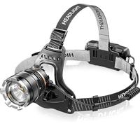 Head Torch Rechargeable,Super Bright 5000LM 6 Modes LED Headlight with Red Warning Light Motion Sensor,5200mAh USB Rechargeable Waterproof Adjustable Headlamp for Camping Running Fishing Outdoor
