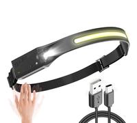 Head Torch Rechargeable, Super Bright COB Headlamp Headlight with Sensor Control & Red Lights, 8 Light Modes, Spotlight Floodlight Combination, Waterproof, Long Battery Life for Work,Emergency