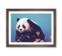 Head Turning Panda Framed Print | A2 Walnut Framed Wall Art | Ready to Hang | Modern Animal Picture | Living Room Bedroom Lounge Office