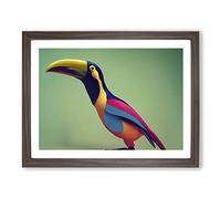 Head Turning Toucan Bird BLK Framed Print | A3 Walnut Framed Wall Art | Ready to Hang | Modern Nature Picture | Living Room Bedroom Lounge Office