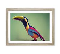 Head Turning Toucan Bird BLK Framed Print | A4 Oak Framed Wall Art | Ready to Hang | Modern Nature Picture | Living Room Bedroom Lounge Office