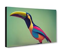 Head Turning Toucan Bird Canvas Print | Gallery Wrapped 30mm Frame Wall Art | 30x20 inches | Ready to Hang | Contemporary Animals Picture | Living Room Bedroom Lounge Office