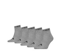 HEAD Unisex All Sports Quarter (Pack of 5), Mid Grey Melange, 35-38