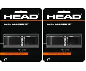 HEAD Unisex's Docena 03/04 Dual Absorbing Racquet Grip, Size One, Multi-Colour/Black (Pack of 2)