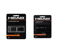 HEAD Unisex's HYDROSORB PRO Racquet Grip, Black, One Size & Unisex's Xtreme Overwrap Docena Extreme Soft Over Grip, Size One, Multi-Colour/Black