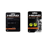 HEAD Unisex's Xtreme Overwrap Docena Extreme Soft Over Grip, Size One, Multi-Colour/Black & Unisex Pro Damp Racket Vibration Absorber, Yellow