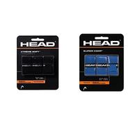 HEAD Unisex's Xtreme Overwrap Docena Extreme Soft Over Grip, Size One, Multi-Colour/Black & Unisex's Super Comp Tennis Grip, Blue, One Size