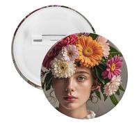 Head Wearing Floral Vortex Shape Badge Metal Round Pins, Lightweight Brooch for Backpack, Fashion Button Pins Badge for Shirts, Jackets, Shawl Coat, Unisex, 12PCS, Tinplate, metal round pins