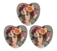 Head Wearing Floral Vortex Shape Car Air Freshener, 3 Pcs Love form Hanging Air Freshener Cards, Long Lasting Fragrance Scented Cards for Car, Home, Office Gray-style