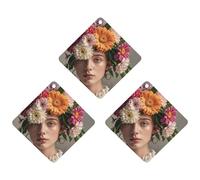 Head Wearing Floral Vortex Shape Car Air Freshener, 3 Pcs Rhombus Hanging Air Freshener Cards, Long Lasting Fragrance Scented Cards for Car, Home, Office Black-style