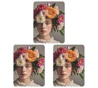 Head Wearing Floral Vortex Shape Car Air Freshener, 3 Pcs Square Hanging Air Freshener Cards, Long Lasting Fragrance Scented Cards for Car, Home, Office White-style