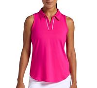 Head Women's Breakpoint Piping Polo Tank Top, Slim Fit, Stretch Lightweight Material, Moisture-Wicking, Proud Pink, L