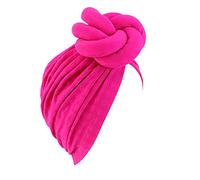 Head Wraps for Black Women, Women Turban African Plain Knot Headwrap Beanie Pre-Tied Bonnet Chemo Cap Stretch Jersey Ultra Soft Breathable Hair Loss Turbans Headband Hot Pink