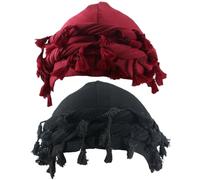 Head Wraps, Tassel Satin Lined Turban for Men, 2PCS Modal Brimless Dome Twist Head Wraps, Vintage Hip-Hop Style Mens Turban Wrap, Windproof Sunproof Durag for Men Style 1
