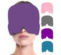 Headache Migraine Relief Cap Ice Gel Mask Cool Pack Hat Reduce Stress, Warm Cold Head Compress for Headaches, Gel Eye Mask Cooling for Puffy Eyes Dry Eyes Sleeping Migraines (Purple)