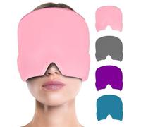Headache Migraine Relief Cap Ice Gel Mask Cool Pack Hat Reduce Stress, Warm Cold Head Compress for Headaches, Gel Eye Mask Cooling for Puffy Eyes Dry Eyes Sleeping Migraines (Pink)