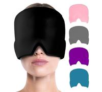 Headache Migraine Relief Cap Ice Gel Mask Cool Pack Hat Reduce Stress, Warm Cold Head Compress for Headaches, Gel Eye Mask Cooling for Puffy Eyes Dry Eyes Sleeping Migraines (Black)