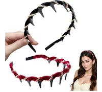 Headband, 2025 New Elegant Pearls Hair Bands for Women Girls, Headbands for Women's Hair Easy to Wear, Keep Your Hairstyle in The Best Condition (black+red, one size)