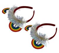 Headband,2pcs Rainbow Headband Colorful Decor Girly Decor Girl Headbands Adult Headband Headdress Decor Festival Headdresses Scarf Colorful Plastic Aldult