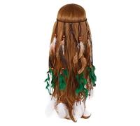 Headband Bohemian Feather Headband Tassel Hippie Princess Headpiece Indian Fascinator Fancy Accessories PeacockFeather Hair Headdress for Carnival Festival Party for Women and Girls (Green, One Size)