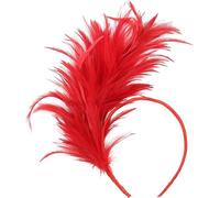Headband Carnival Headpiece Carnival Headband Women's Carnival Feather Hair Accessories 1920s Headband Feather Headband 20s Style Hairband Retro Hair Band Fascinator (Red, One Size)