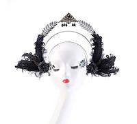 Headband Circle Headband with Feather Goddess Headdress Headband Tiaras for Halloween Costume Hair Accessories