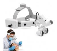 Headband Dental Binocular Loupes with Light, 2.5X/3.5X Magnifying Glasses with 5W LED Headlamp, Adjustable Pupil Distance and Brightness for Dental Lab, Jeweler, Craft, Hobby(2.5X)