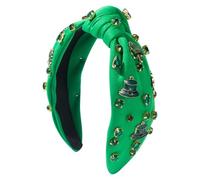Headband Diamond-Encrusted Alloy Clover Hat Accessory Hair Accessory Hairpin, Green