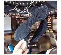 Headband Fashion Hair Accessories Women Denim Bow Headbands Side Ears Knotted Hairband Wild Girl Cute Face Wash Hair Hoop Headwear Headband(Black cowboy)